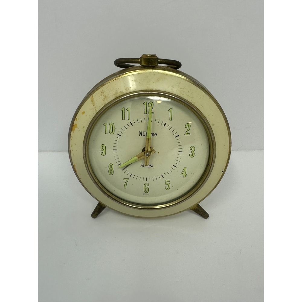 Vintage NUtyme Mechanical Desk Alarm Clock Made in Japan W1 Rare!!